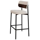 Banqueta Alta Bar Estofada Kit 3 Ella M25 Linho Palha/café -