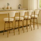 Banqueta Alta Bar Giratória Com Encosto Cor Dourado Fosco Ass