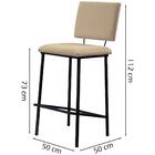 Banqueta Alta Base Em Aço Preto F109 Linho Dmobiliario