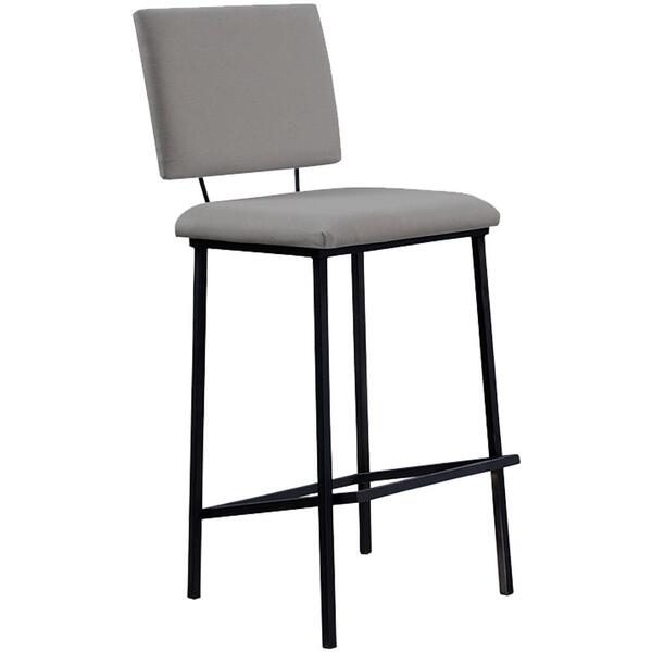 Banqueta Alta Base Em Aço Preto F109 Linho Dmobiliario