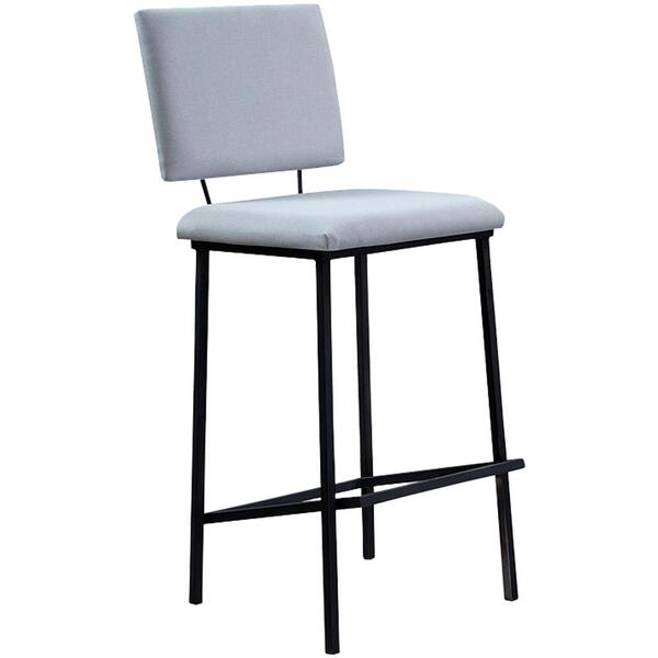 Banqueta Alta Base Em Aço Preto F109 Linho Dmobiliario