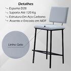 Banqueta Alta Base Em Aço Preto F109 Linho Dmobiliario