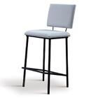 Banqueta Alta Base Em Aço Preto F109 Linho Dmobiliario