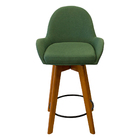 Banqueta Alta Base Giratória De Madeira Angelim Linho Verde K