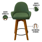 Banqueta Alta Base Giratória De Madeira Angelim Linho Verde K