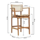 Banqueta Alta Bistrô Apollo Com Braços Encosto Telinha Natura