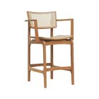 Banqueta Alta Bistrô Apollo Com Braços Encosto Telinha Natura