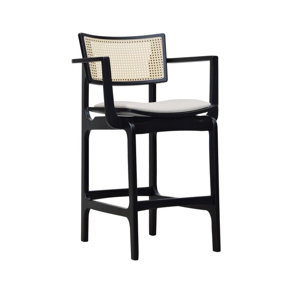 Banqueta Alta Bistrô Apollo Com Braços Encosto Telinha Natura