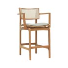 Banqueta Alta Bistrô Apollo Com Braços Encosto Telinha Natura