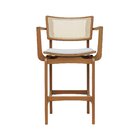 Banqueta Alta Bistrô Apollo Com Braços Encosto Telinha Natura