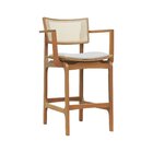 Banqueta Alta Bistrô Apollo Com Braços Encosto Telinha Natura