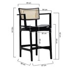 Banqueta Alta Bistrô Apollo Com Braços Madeira Maciça Encosto