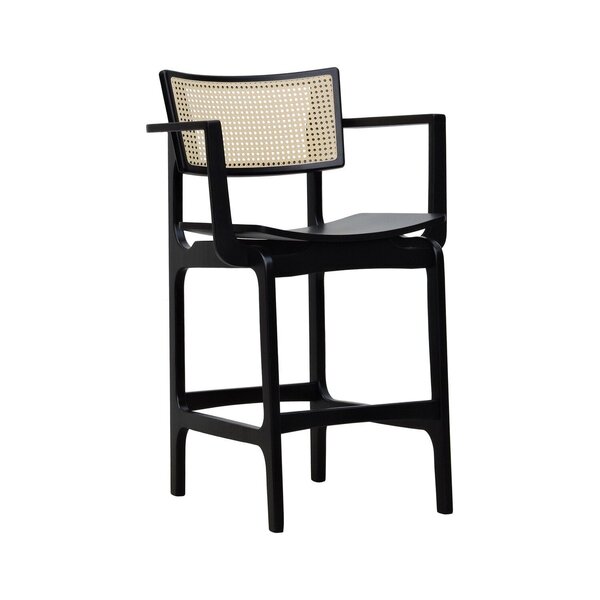 Banqueta Alta Bistrô Apollo Com Braços Madeira Maciça Encosto