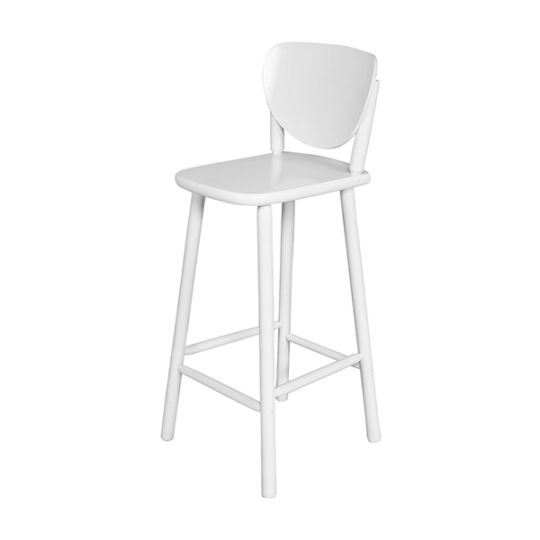 Banqueta Alta Bistrô De Madeira Maciça Torneada Tóquio Branco