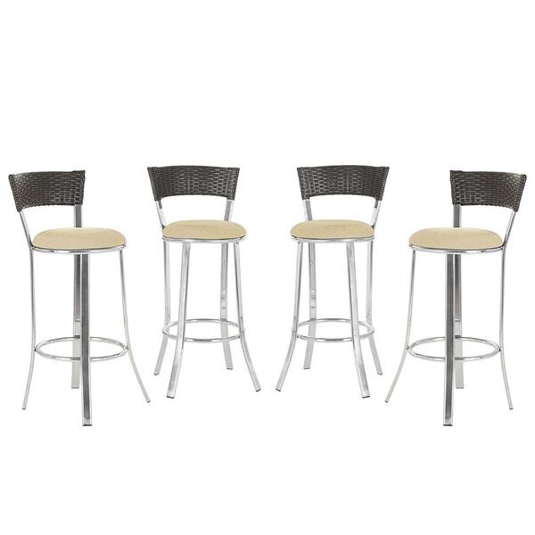 Banqueta Alta Bistrô Em Alumínio, Fibra E Tecido Impermeável