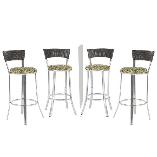 Banqueta Alta Bistrô Em Alumínio, Fibra E Tecido Impermeável