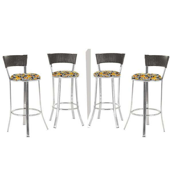 Banqueta Alta Bistrô Em Alumínio, Fibra E Tecido Impermeável