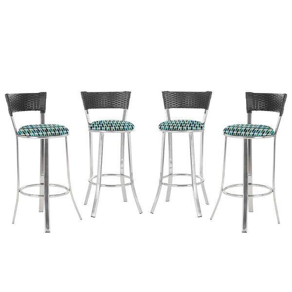 Banqueta Alta Bistrô Em Alumínio, Fibra E Tecido Impermeável