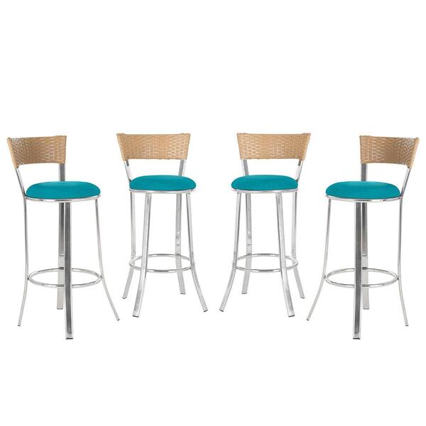 Banqueta Alta Bistrô Em Alumínio, Fibra E Tecido Impermeável