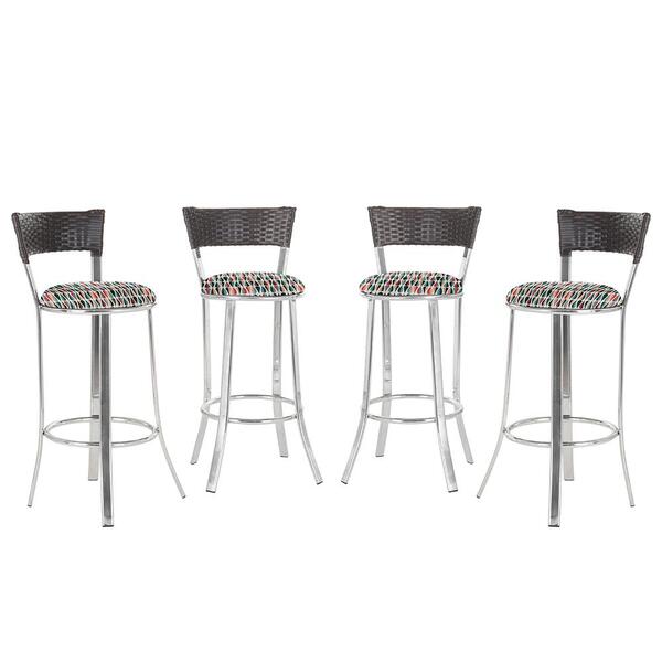 Banqueta Alta Bistrô Em Alumínio, Fibra E Tecido Impermeável