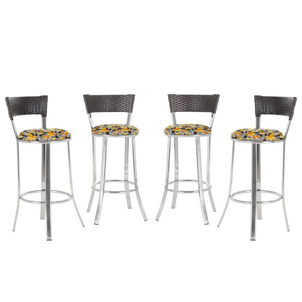 Banqueta Alta Bistrô Em Alumínio, Fibra E Tecido Impermeável