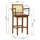 Banqueta Alta Bistrô Lyon C Braços Madeira Maciça Encosto Tel