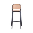 Banqueta Alta Com Encosto 104 Cm Lia Preto/caramelo