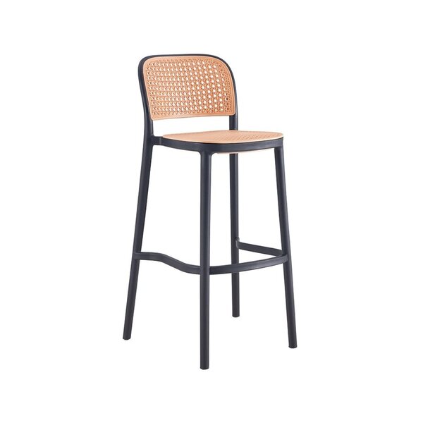 Banqueta Alta Com Encosto 104 Cm Lia Preto/caramelo