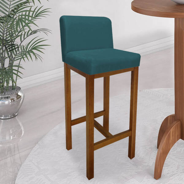 Banqueta Alta Com Encosto Aila Cozinha Balcão Bistrô Base Mad