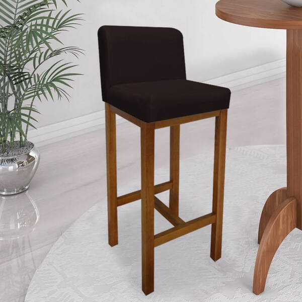 Banqueta Alta Com Encosto Aila Cozinha Balcão Bistrô Base Mad