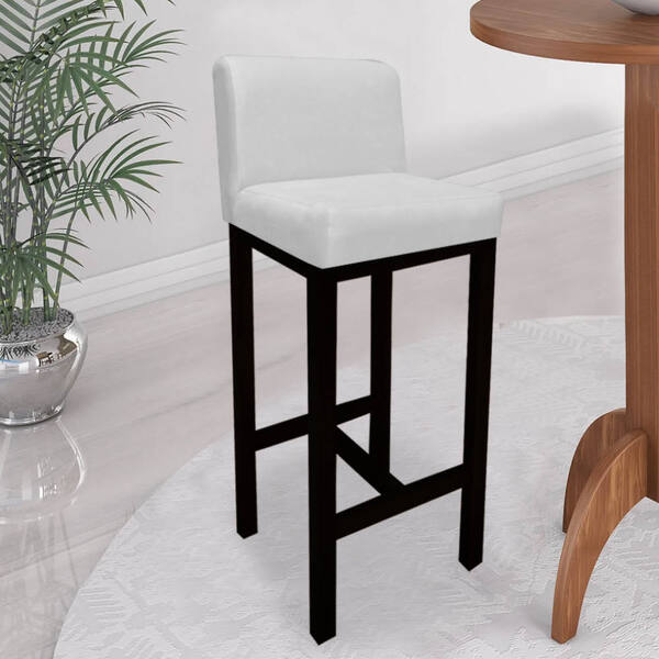 Banqueta Alta Com Encosto Aila Cozinha Balcão Bistrô Base Mad