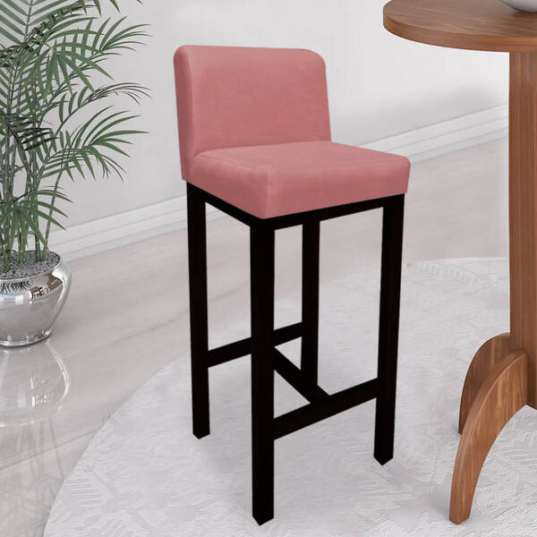 Banqueta Alta Com Encosto Aila Cozinha Balcão Bistrô Base Mad