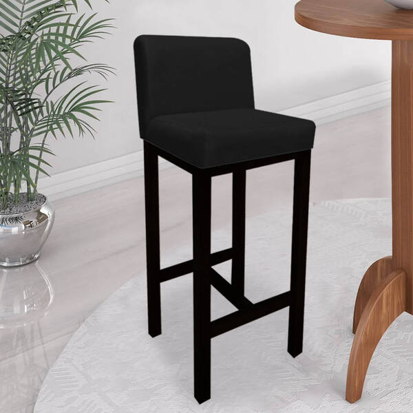 Banqueta Alta Com Encosto Aila Cozinha Balcão Bistrô Base Mad