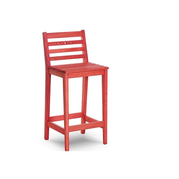 Banqueta Alta Com Encosto Bar Stain Vermelho - Mão   Formão