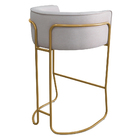 Banqueta Alta Com Encosto Betina Base Bronze Linho Gelo - Cas