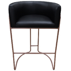 Banqueta Alta Com Encosto Betina Base Cobre Corano Preto - Ca