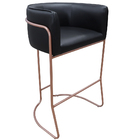 Banqueta Alta Com Encosto Betina Base Cobre Corano Preto - Ca