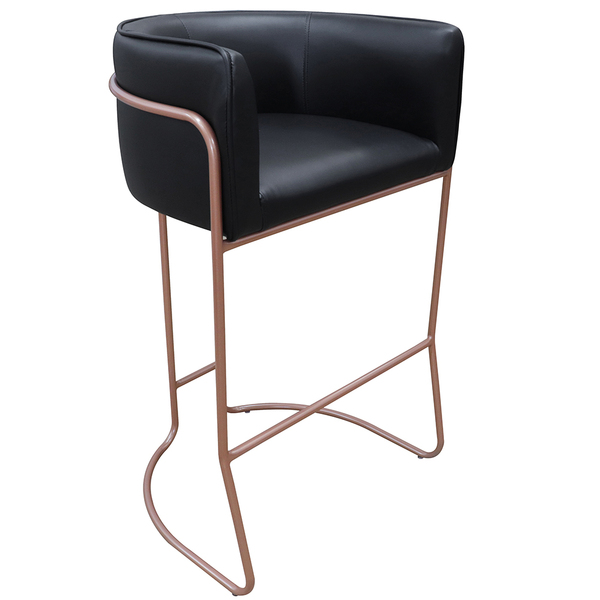 Banqueta Alta Com Encosto Betina Base Cobre Corano Preto - Ca