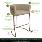Banqueta Alta Com Encosto Betina Base Cobre Linho Bege - Casa