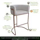 Banqueta Alta Com Encosto Betina Base Cobre Linho Gelo - Casa