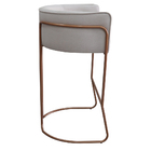 Banqueta Alta Com Encosto Betina Base Cobre Linho Gelo - Casa