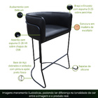 Banqueta Alta Com Encosto Betina Base Preto Fosco Corano Pret