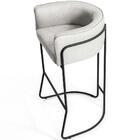 Banqueta Alta Com Encosto Betina Base Viscolinho Off White