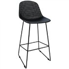 Banqueta Alta Com Encosto E Apoio Para Os Pés Leme Preto