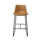 Banqueta Alta Com Encosto Estofado Em Couro Vintage Espresso