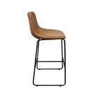 Banqueta Alta Com Encosto Estofado Em Couro Vintage Espresso