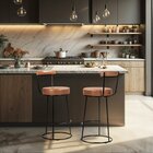 Banqueta Alta Com Encosto Para Cozinha Miami Marrom E Preto