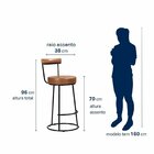 Banqueta Alta Com Encosto Para Cozinha Miami Marrom E Preto