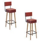 Banqueta Alta Cozinha 70cm Encosto Pé Madeira Kit 2 Barcelona