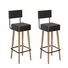 Banqueta Alta Cozinha 70cm Encosto Pé Madeira Kit 2 Barcelona